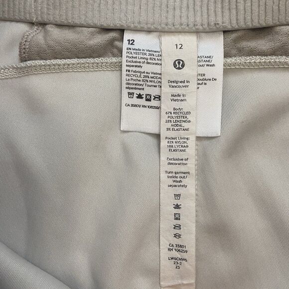 Lululemon Softstreme Ribbed Zip Leg High Rise Cropped Pants Bone Cream Size 12 - Picture 3 of 12